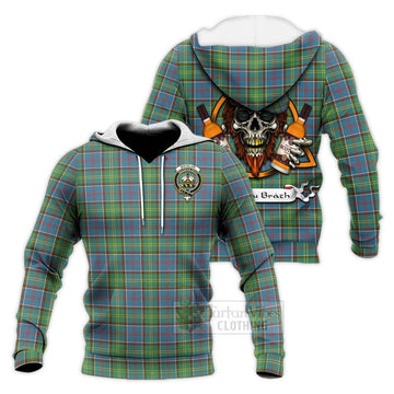 Whitelaw Tartan Knitted Hoodie with Family Crest and Bearded Skull Holding Bottles of Whiskey Unisex Knitted Pullover Hoodie - Tartan Vibes Clothing
