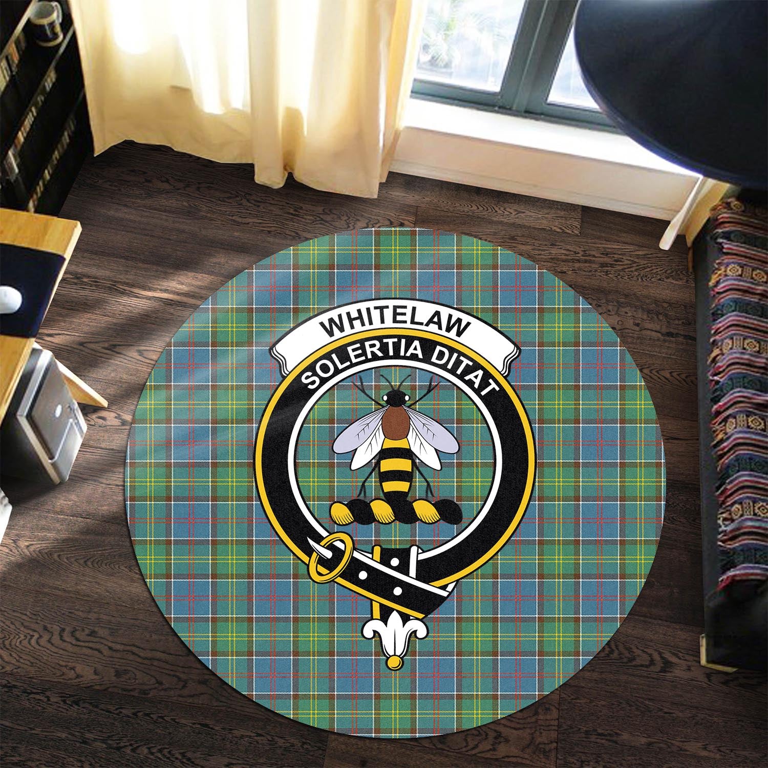 Whitelaw Tartan Round Rug with Family Crest Premium Round Rug - Tartan Vibes Clothing