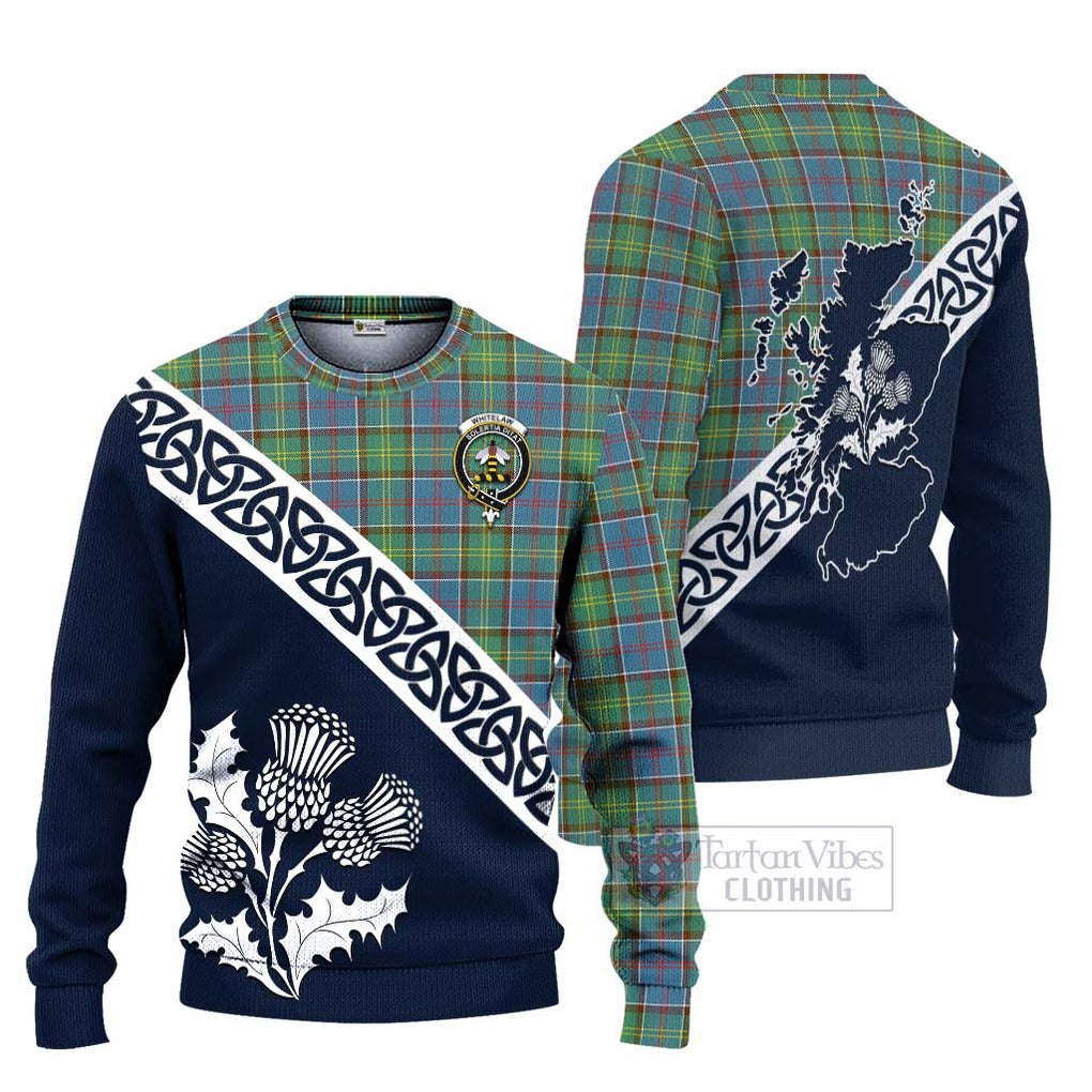 Whitelaw Tartan Ugly Sweater Featuring Thistle and Scotland Map Unisex - Tartan Vibes Clothing