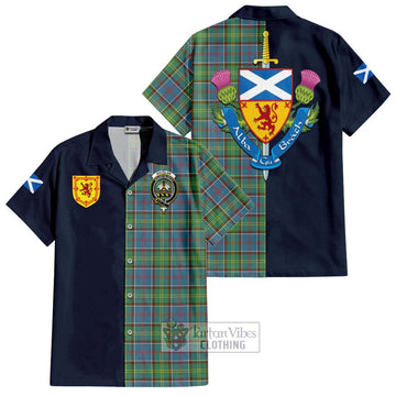 Whitelaw Tartan Hawaiian Shirt Alba with Scottish Lion Royal Arm Half Style Kid - Tartan Vibes Clothing