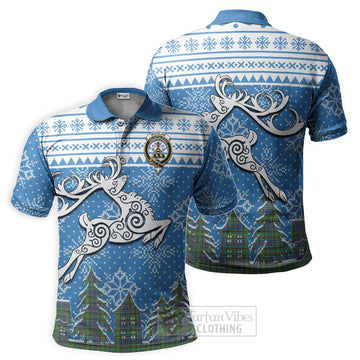 Tartan Vibes Clothing Whitelaw Clan Christmas Polo Shirt Celtic Reindeer Style