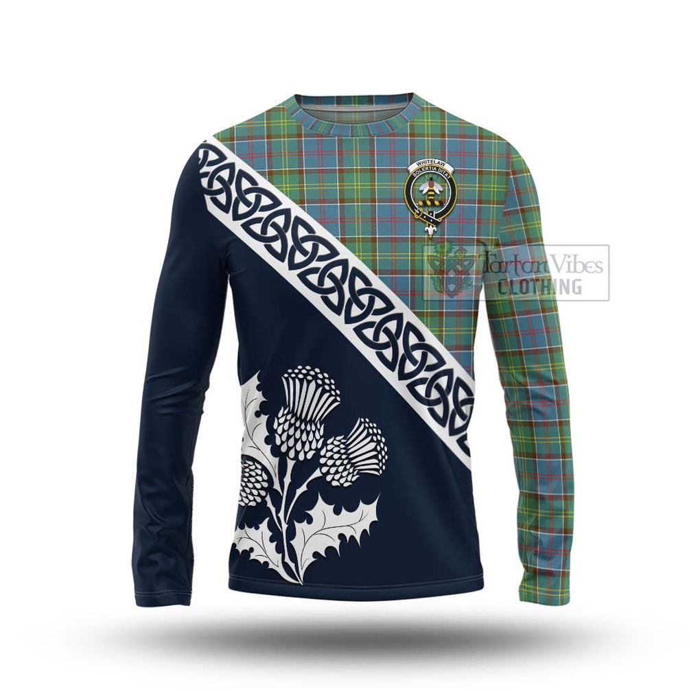 Whitelaw Tartan Long Sleeve T-Shirt Featuring Thistle and Scotland Map Unisex - Tartan Vibes Clothing