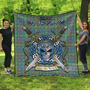 Tartan Vibes Clothing Whitelaw Tartan Quilt with Celtic Skull Alba Gu Brath Style