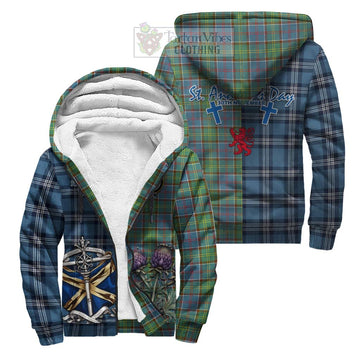 Whitelaw Tartan Sherpa Hoodie Happy St. Andrew's Day Half Tartan Style Unisex S - Tartan Vibes Clothing