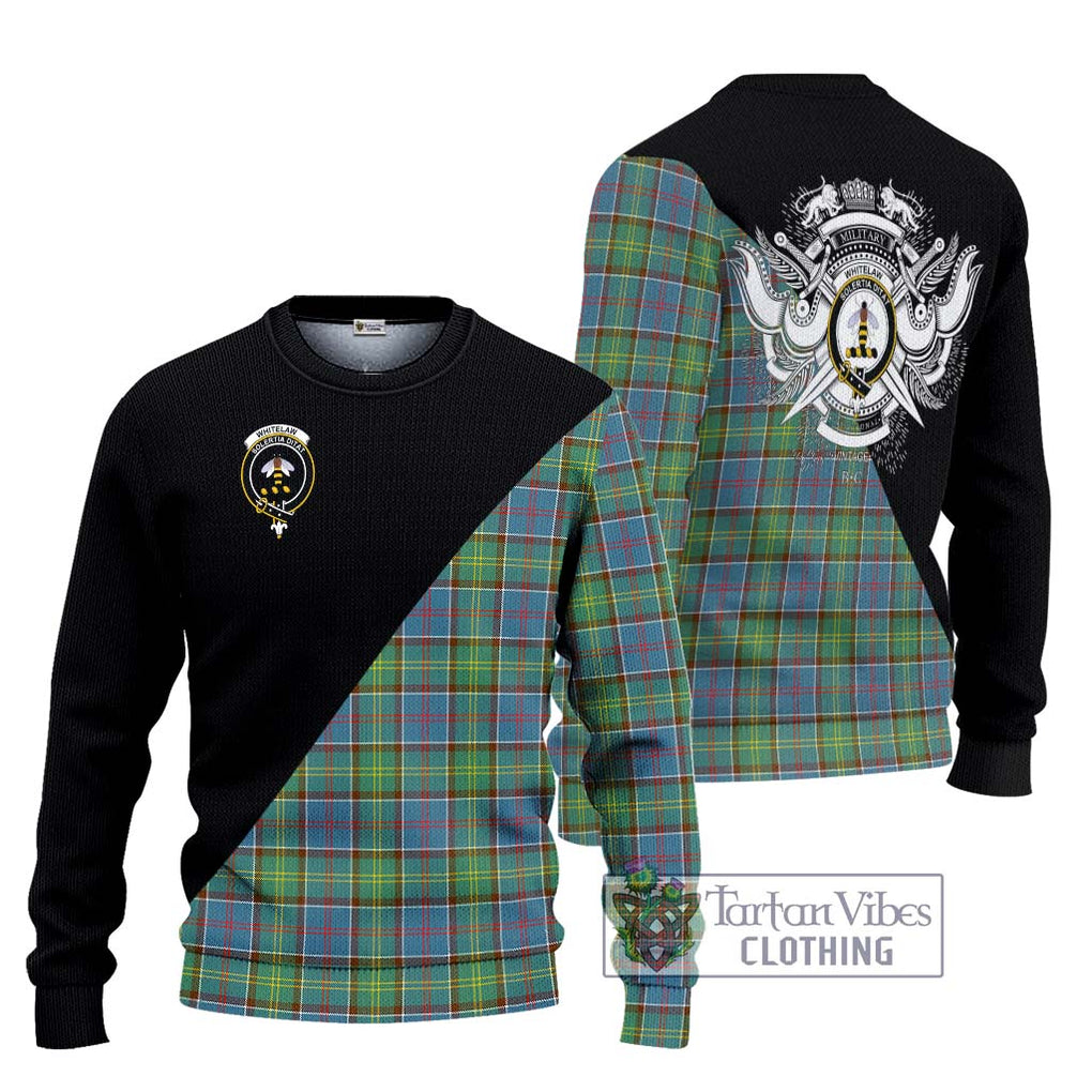 Whitelaw Tartan Ugly Sweater with Family Crest and Military Logo Style Unisex - Tartan Vibes Clothing