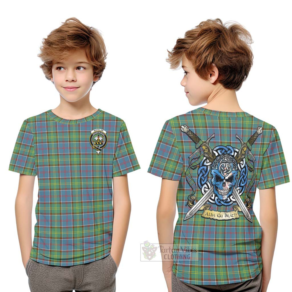 Whitelaw Tartan Kid T-Shirt with Family Crest Celtic Skull Style Youth XL Size14 - Tartan Vibes Clothing