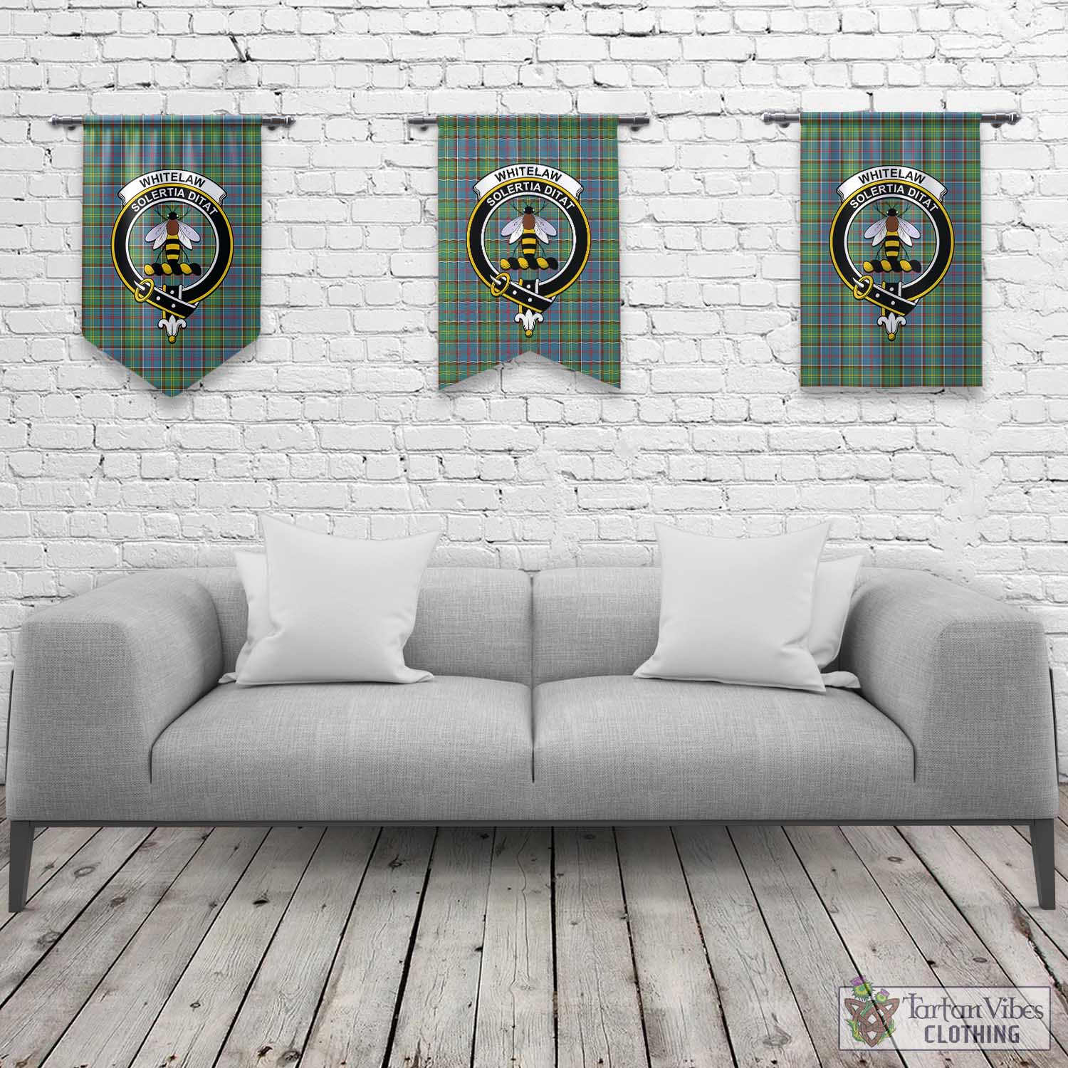 Whitelaw Tartan Gonfalon, Tartan Banner with Family Crest Rectangle - Tartan Vibes Clothing