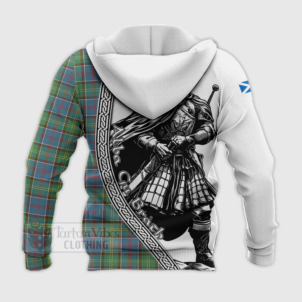 Whitelaw Tartan Clan Crest Knitted Hoodie with Highlander Warrior Celtic Style - Tartan Vibes Clothing