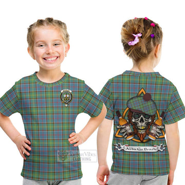 Whitelaw Tartan Kid T-Shirt with Family Crest and Bearded Skull Holding Bottles of Whiskey - Tartan Vibes Clothing