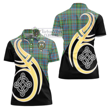 Whitelaw Tartan Women's Polo Shirt with Family Crest and Celtic Symbol Style - Tartan Vibes Clothing