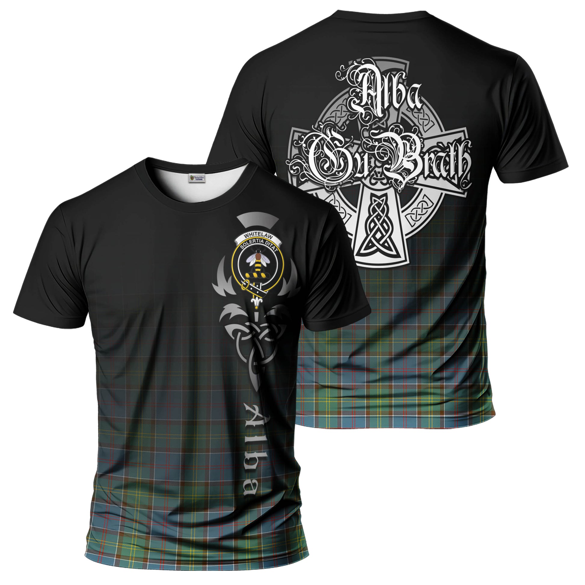 Whitelaw Tartan T-Shirt Featuring Alba Gu Brath Family Crest Celtic Inspired - Tartan Vibes Clothing