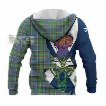 Tartan Vibes Clothing Whitelaw Tartan Family Crest Knitted Hoodie Scottish Thistle Celtic Inspired