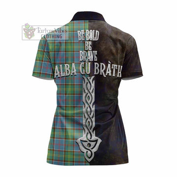 Whitelaw Tartan Family Crest Women's Polo Shirt Alba Gu Brath Be Brave Lion Ancient Style