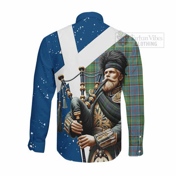 Whitelaw Tartan Long Sleeve Button Shirt with Family Crest Scottish Bagpiper Vibes - Tartan Vibes Clothing