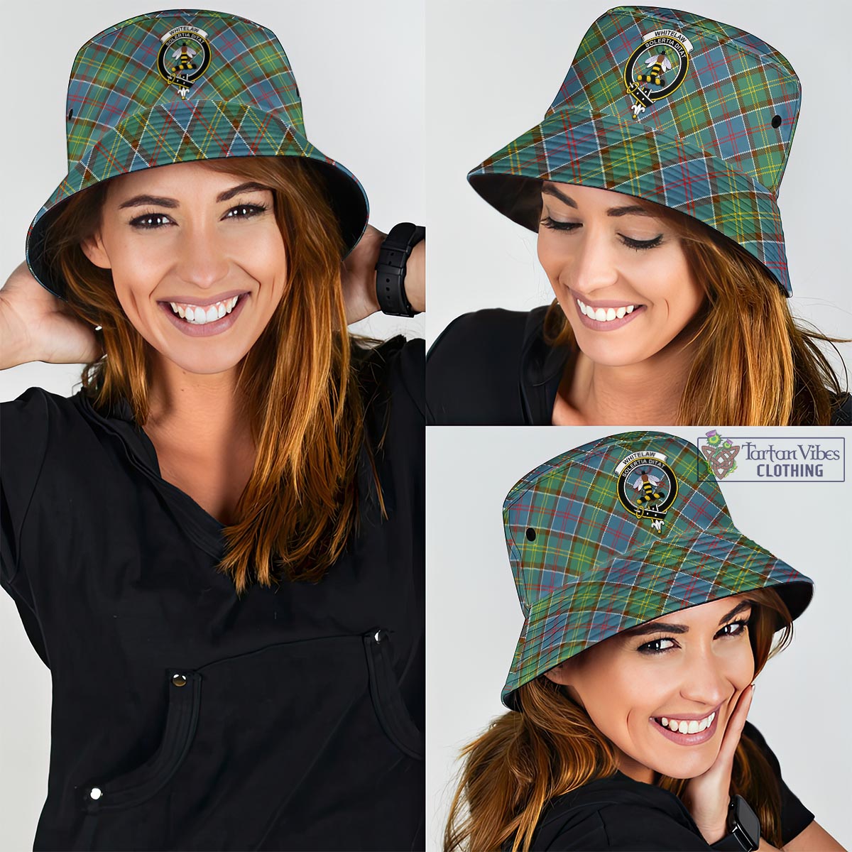Tartan Vibes Clothing Whitelaw Tartan Bucket Hat with Family Crest