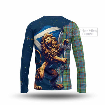 Whitelaw Tartan Family Crest Long Sleeve T-Shirt with Scottish Majestic Lion - Tartan Vibes Clothing