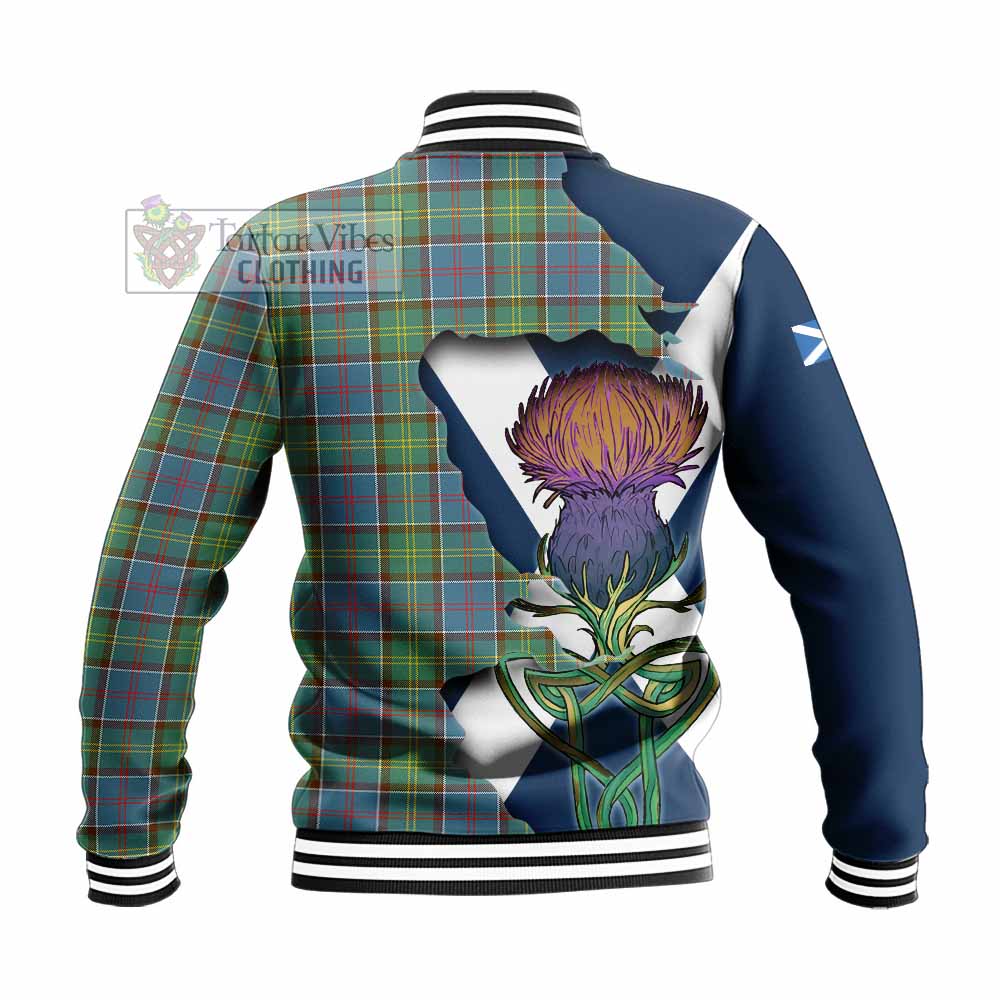 Tartan Vibes Clothing Whitelaw Tartan Family Crest Baseball Jacket Scottish Thistle Celtic Inspired