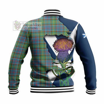 Tartan Vibes Clothing Whitelaw Tartan Family Crest Baseball Jacket Scottish Thistle Celtic Inspired