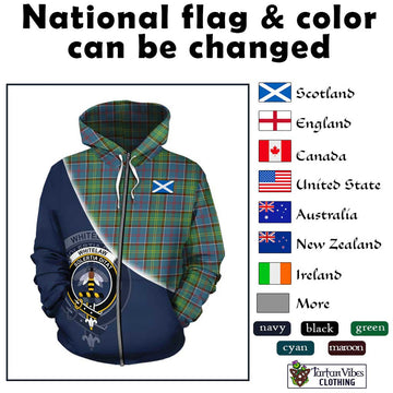 Whitelaw Tartan Hoodie with Personalised National Flag and Family Crest Half Style - Tartan Vibes Clothing