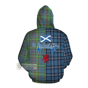 Whitelaw Tartan Cotton Hoodie Happy St. Andrew's Day Half Tartan Style Pullover Hoodie - Tartan Vibes Clothing