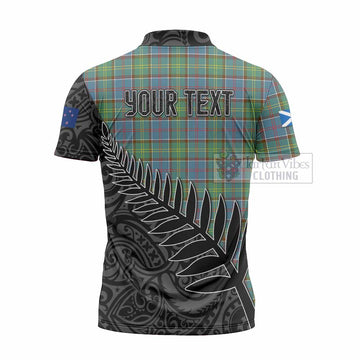 Whitelaw Crest Tartan Zipper Polo Shirt with New Zealand Silver Fern Half Style - Tartan Vibes Clothing