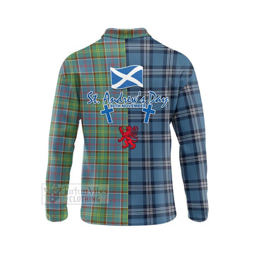 Whitelaw Tartan Long Sleeve Polo Shirt Happy St. Andrew's Day Half Tartan Style - Tartan Vibes Clothing