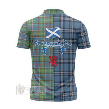 Whitelaw Tartan Zipper Polo Shirt Happy St. Andrew's Day Half Tartan Style - Tartan Vibes Clothing
