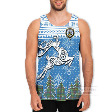 Whitelaw Clan Christmas Men's Tank Top Celtic Reindeer Style - Tartan Vibes Clothing