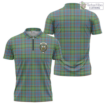 Whitelaw Tartan Zipper Polo Shirt with Family Crest - Tartan Vibes Clothing