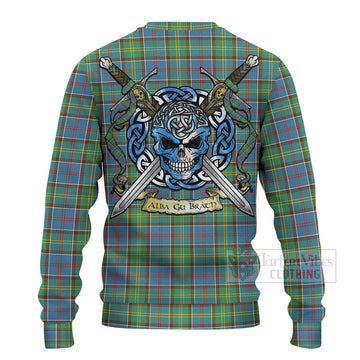 Whitelaw Tartan Ugly Sweater with Family Crest Celtic Skull Style - Tartan Vibes Clothing