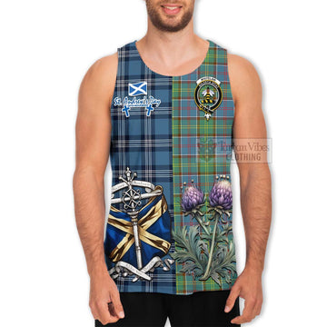 Whitelaw Tartan Men's Tank Top Happy St. Andrew's Day Half Tartan Style - Tartan Vibes Clothing