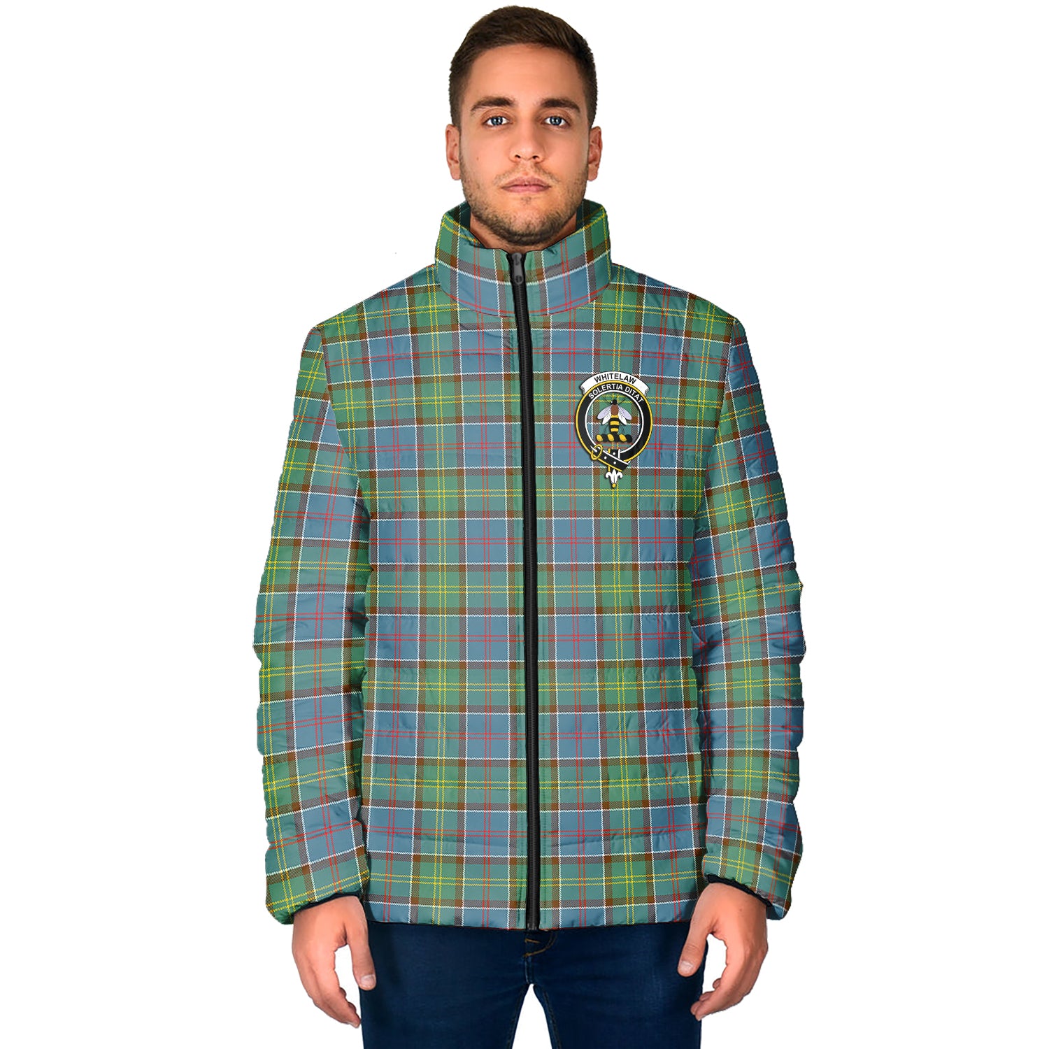 Whitelaw Tartan Padded Jacket with Family Crest - Tartan Vibes Clothing