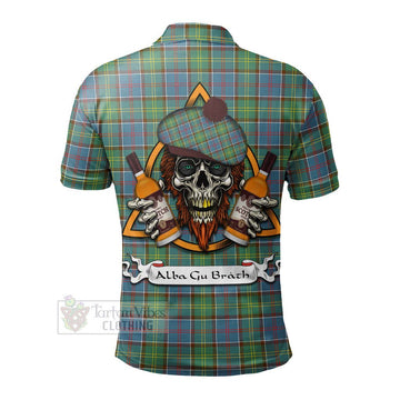 Whitelaw Tartan Polo Shirt with Family Crest and Bearded Skull Holding Bottles of Whiskey - Tartan Vibes Clothing