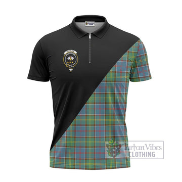 Whitelaw Tartan Zipper Polo Shirt with Family Crest and Military Logo Style - Tartan Vibes Clothing