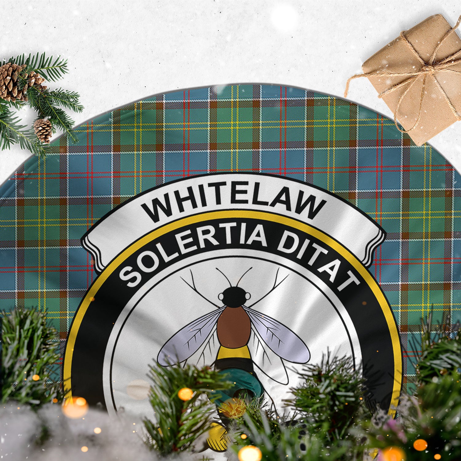 Whitelaw Tartan Christmas Tree Skirt with Family Crest - Tartan Vibes Clothing