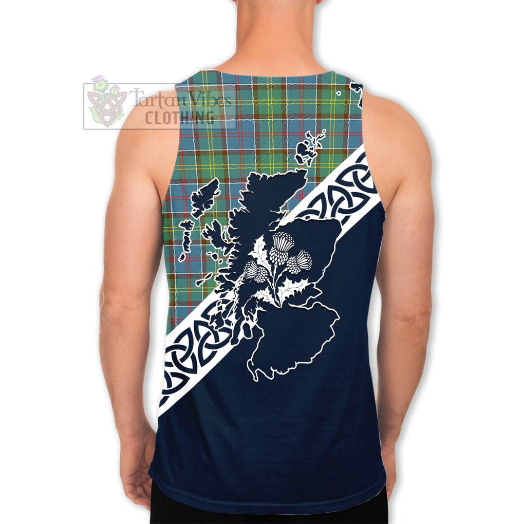 Whitelaw Tartan Men's Tank Top Featuring Thistle and Scotland Map - Tartan Vibes Clothing