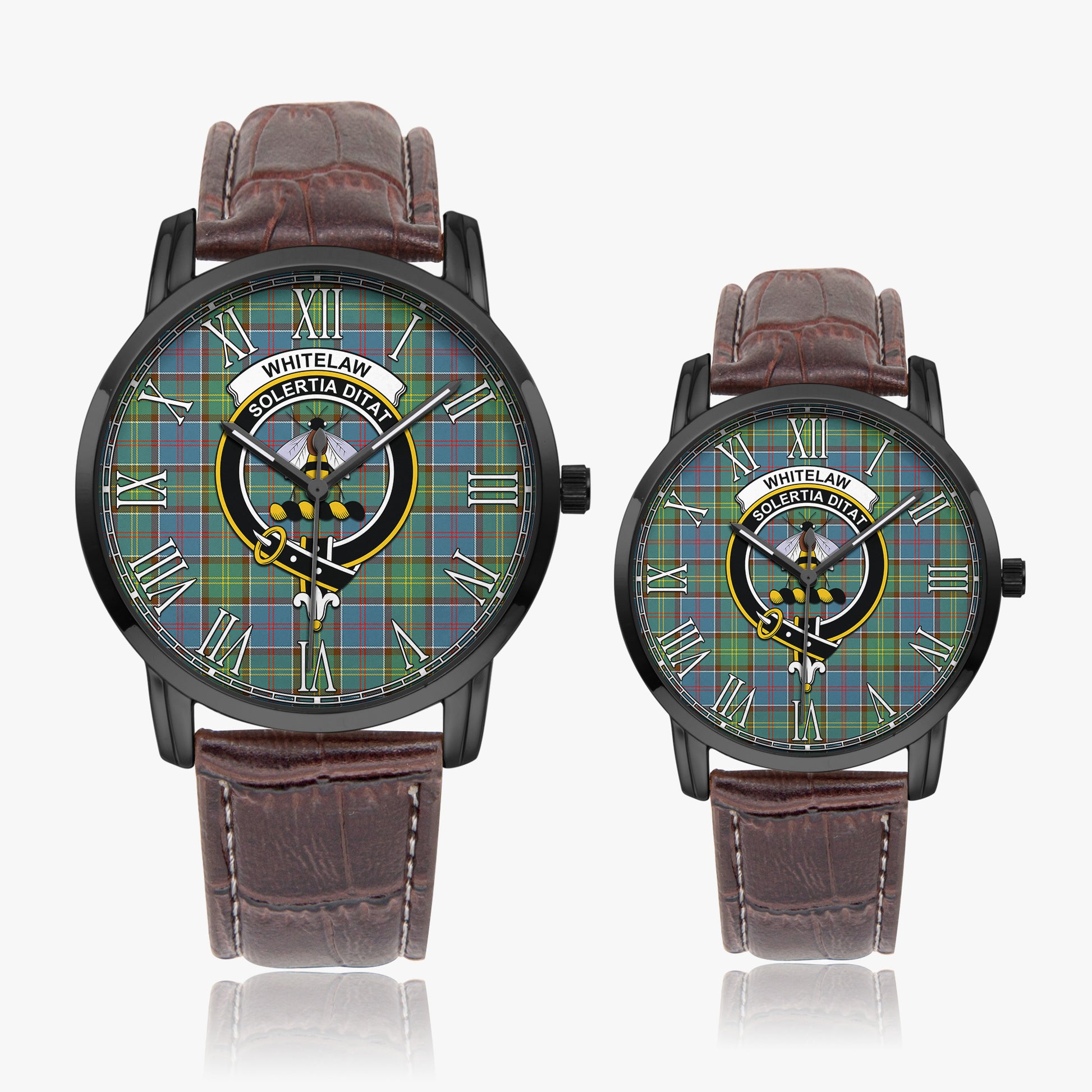 Whitelaw Tartan Family Crest Leather Strap Quartz Watch - Tartanvibesclothing