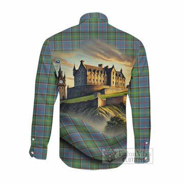 Tartan Vibes Clothing Whitelaw Tartan Family Crest Long Sleeve Button Shirt with Scottish Ancient Castle Style