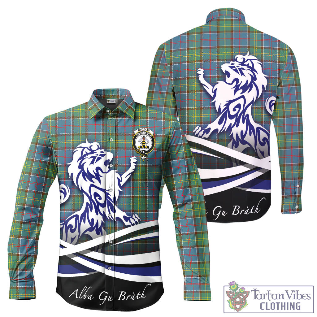 Whitelaw Tartan Long Sleeve Button Up Shirt with Alba Gu Brath Regal Lion Emblem - Tartan Vibes Clothing