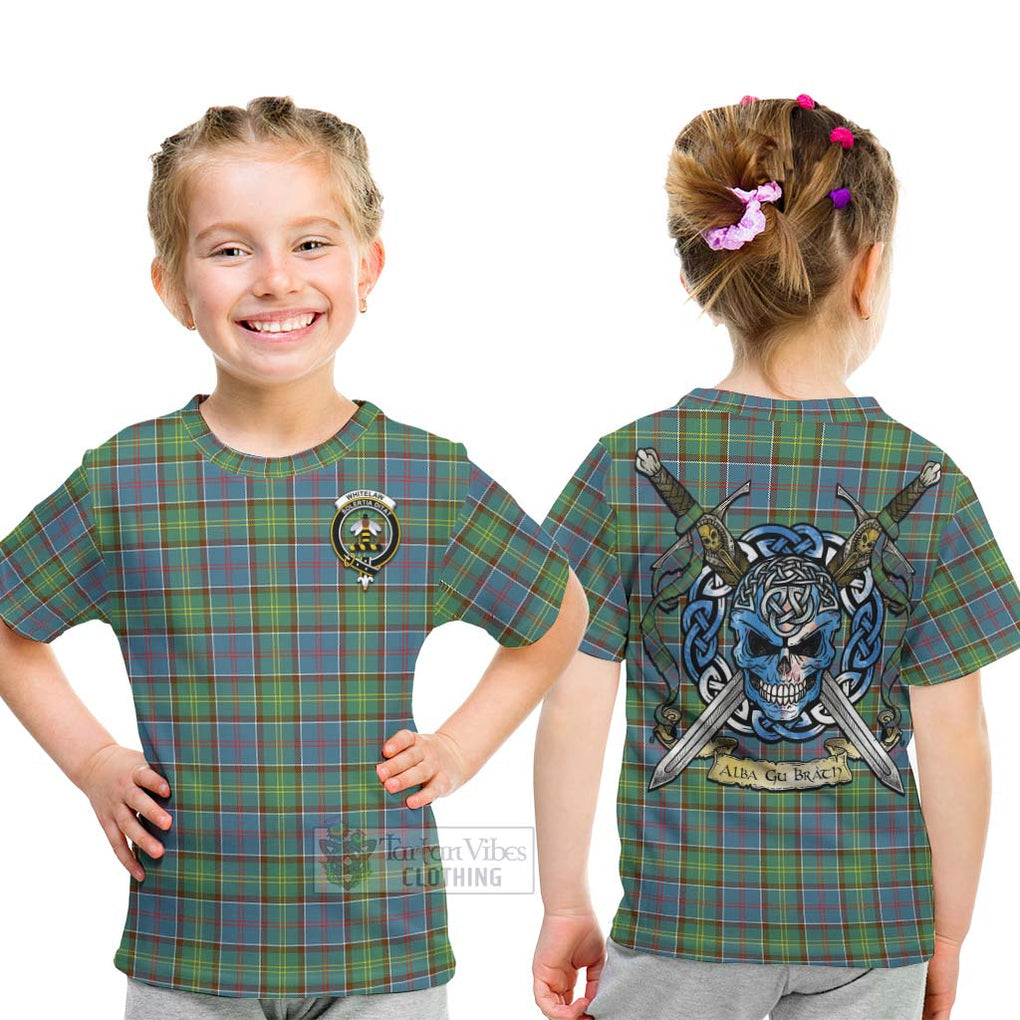 Whitelaw Tartan Kid T-Shirt with Family Crest Celtic Skull Style - Tartan Vibes Clothing
