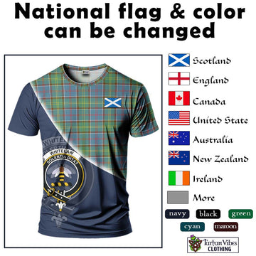 Whitelaw Tartan T-Shirt with Personalised National Flag and Family Crest Half Style - Tartan Vibes Clothing