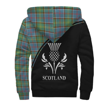 Whitelaw Tartan Sherpa Hoodie with Family Crest Curve Style