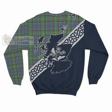 Whitelaw Tartan Sweatshirt Featuring Thistle and Scotland Map - Tartan Vibes Clothing