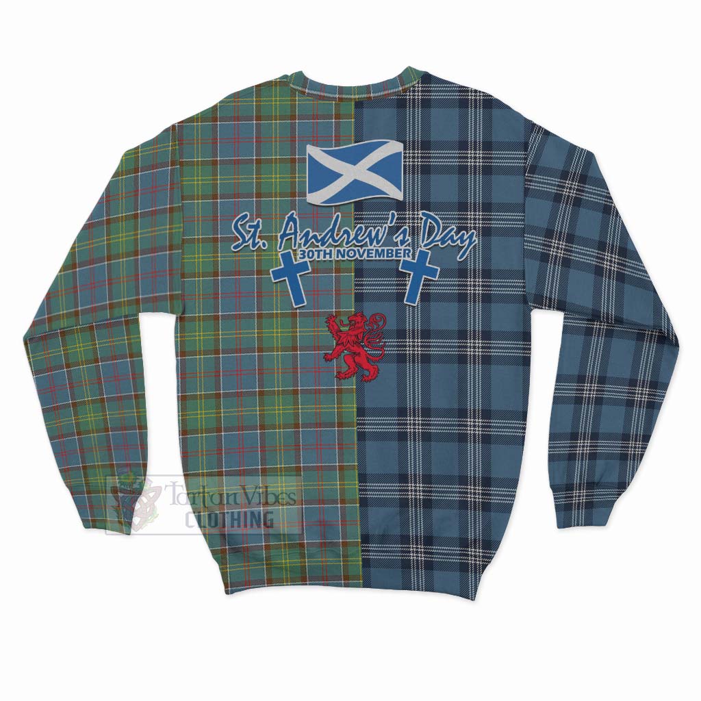Whitelaw Tartan Sweatshirt Happy St. Andrew's Day Half Tartan Style - Tartan Vibes Clothing