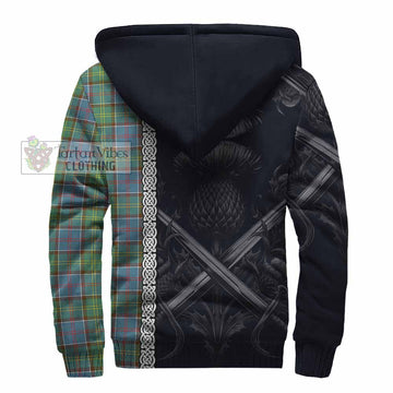 Whitelaw Tartan Sherpa Hoodie with Family Crest Cross Sword Thistle Celtic Vibes - Tartan Vibes Clothing