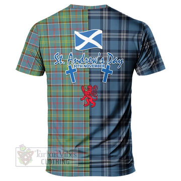 Whitelaw Tartan T-Shirt Happy St. Andrew's Day Half Tartan Style - Tartan Vibes Clothing