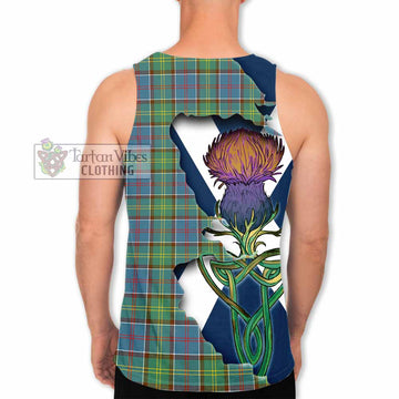 Tartan Vibes Clothing Whitelaw Tartan Family Crest Men's Tank Top Scottish Thistle Celtic Inspired