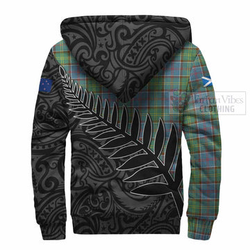 Whitelaw Crest Tartan Sherpa Hoodie with New Zealand Silver Fern Half Style - Tartan Vibes Clothing