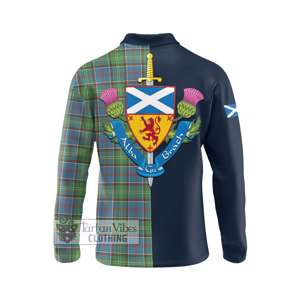 Whitelaw Tartan Long Sleeve Polo Shirt Alba with Scottish Lion Royal Arm Half Style - Tartan Vibes Clothing