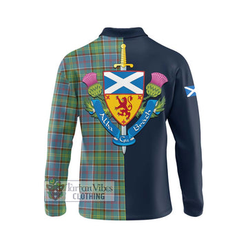 Whitelaw Tartan Long Sleeve Polo Shirt Alba with Scottish Lion Royal Arm Half Style - Tartan Vibes Clothing